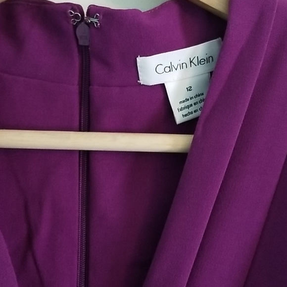 Calvin Klein purple faux wrap dress with pockets - size 12 - Picture 4 of 7